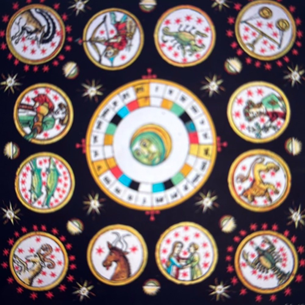 Getty Museum Silk Scarf square zodiac manuscript